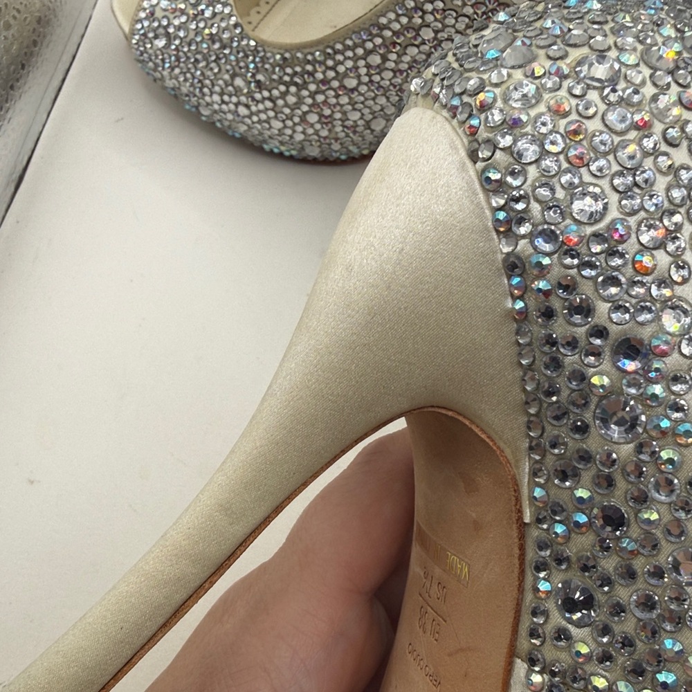 Benjamin Adams Charlize Crystal Rhinestone Heels 38 7.5 Bride Wedding Shoes - Picture 11 of 16